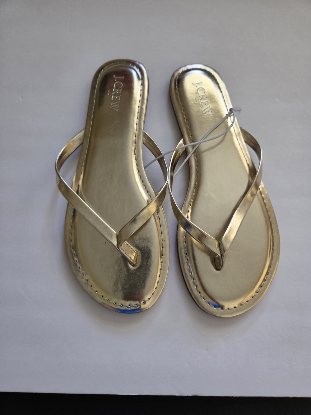 J.Crew Factory Sandals Womens 7 Metallic Gold Leather Flip Flop